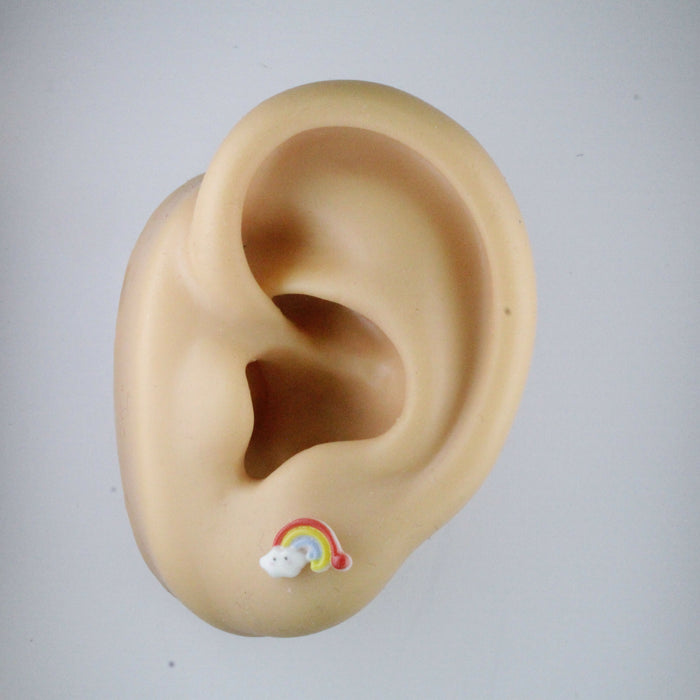 Unicorns Rainbows and Bunny Earrings Single or 6-pack Magnetic, Hypoallergenic Surgical Steel Stud or Clip-on