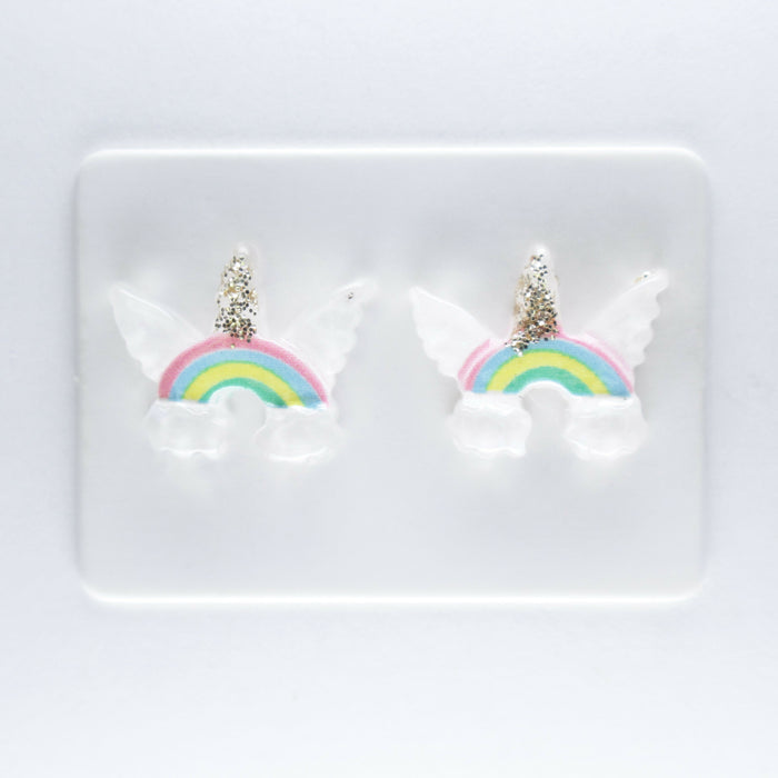 Unicorns Rainbows and Bunny Earrings Single or 6-pack Magnetic, Hypoallergenic Surgical Steel Stud or Clip-on