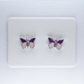 Purple and Pink Butterfly Earrings Magnetic, Hypoallergenic Stud or Clip-on.