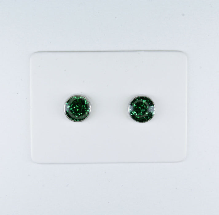A pair of Sparkling Glitter Birthstone Charm Earrings in 12 colors Magnetic, Hypoallergenic Stud or Clip-on