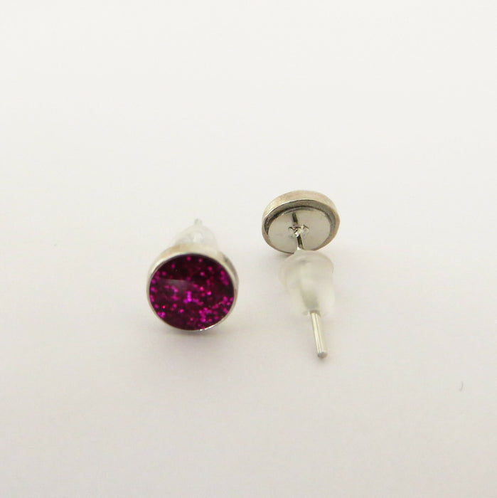 A pair of Sparkling Glitter Birthstone Charm Earrings in 12 colors Magnetic, Hypoallergenic Stud or Clip-on