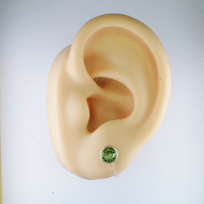 A pair of Sparkling Glitter Birthstone Charm Earrings in 12 colors Magnetic, Hypoallergenic Stud or Clip-on