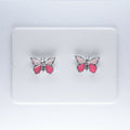 Pink Butterfly Earrings Magnetic, Hypoallergenic Stud or Clip-on.
