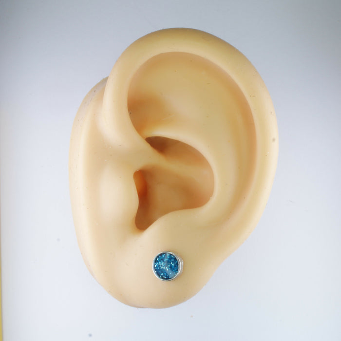 A pair of Sparkling Glitter Birthstone Charm Earrings in 12 colors Magnetic, Hypoallergenic Stud or Clip-on