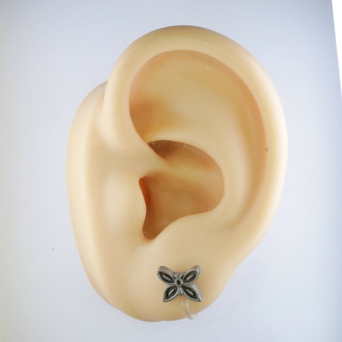 Platinum Butterfly Earrings Magnetic, Hypoallergenic Stud or Clip-on.