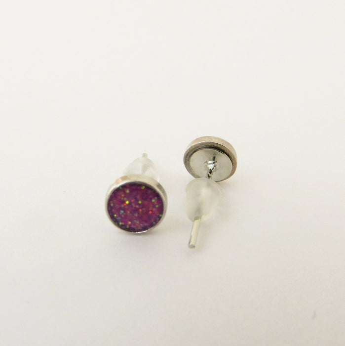 A pair of Sparkling Glitter Birthstone Charm Earrings in 12 colors Magnetic, Hypoallergenic Stud or Clip-on