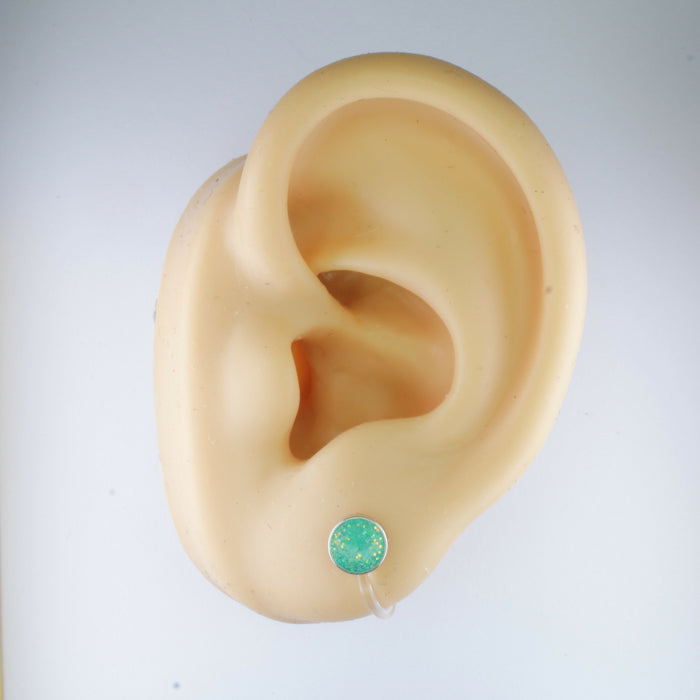 A pair of Sparkling Glitter Birthstone Charm Earrings in 12 colors Magnetic, Hypoallergenic Stud or Clip-on