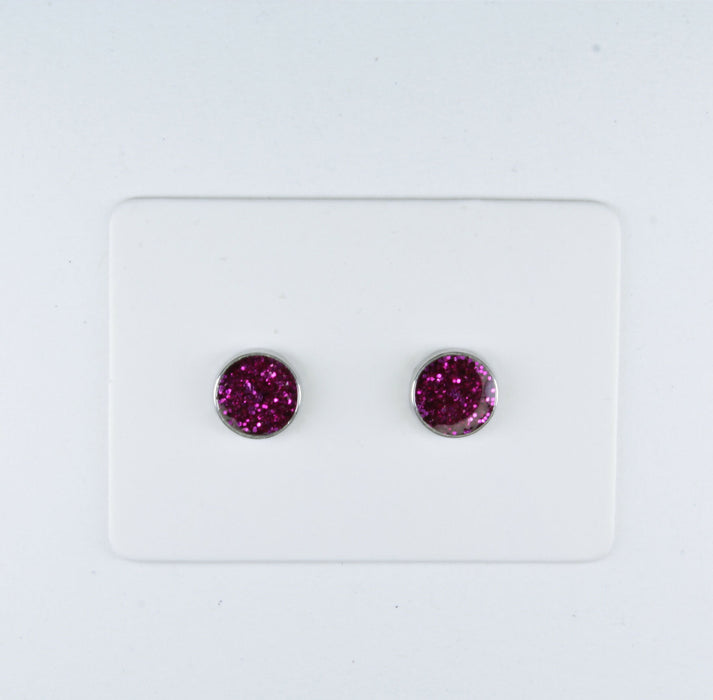 A pair of Sparkling Glitter Birthstone Charm Earrings in 12 colors Magnetic, Hypoallergenic Stud or Clip-on