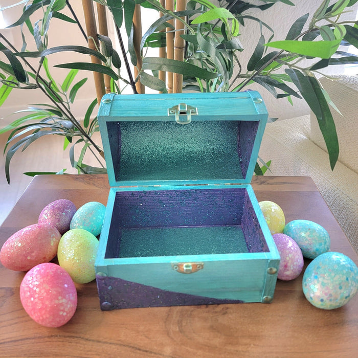 Teal Mermaid Themed Treasure Chest, Birthday Gift!
