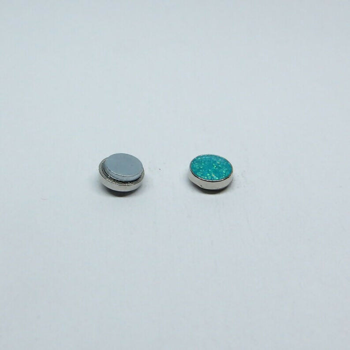 A pair of Sparkling Glitter Birthstone Charm Earrings in 12 colors Magnetic, Hypoallergenic Stud or Clip-on