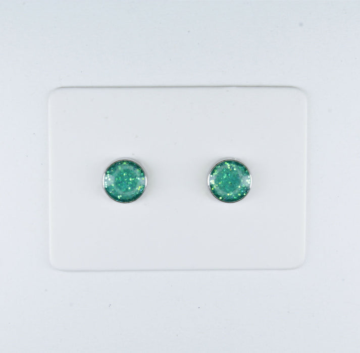 A pair of Sparkling Glitter Birthstone Charm Earrings in 12 colors Magnetic, Hypoallergenic Stud or Clip-on