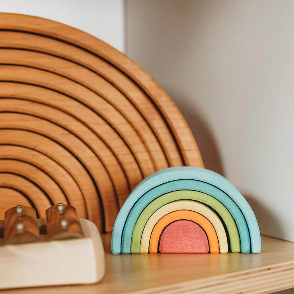 Mini Wooden Rainbow Stacker - Pastel