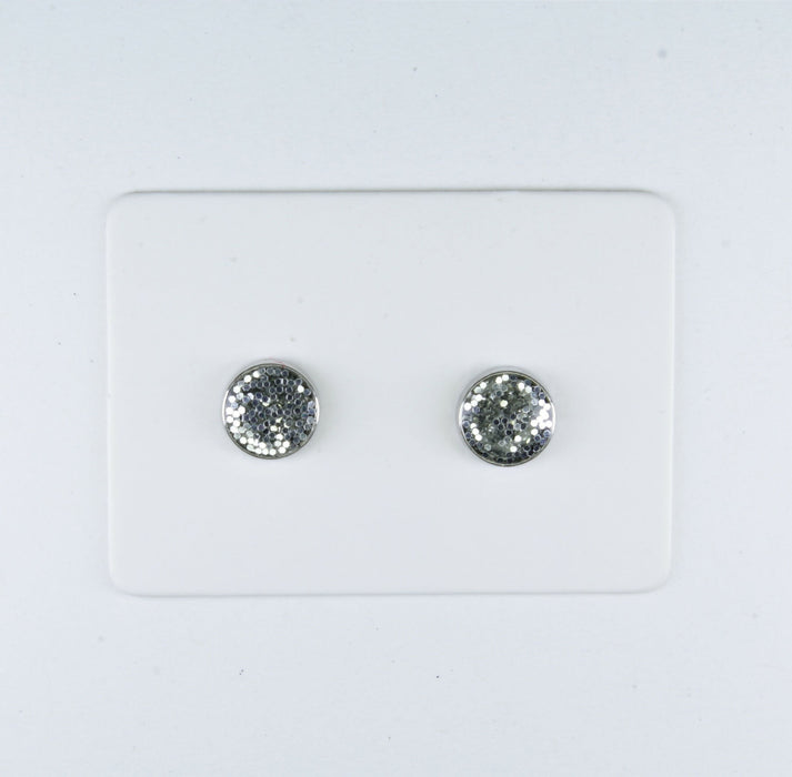A pair of Sparkling Glitter Birthstone Charm Earrings in 12 colors Magnetic, Hypoallergenic Stud or Clip-on