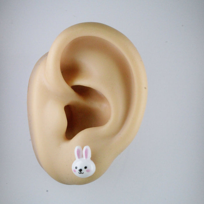 Unicorns Rainbows and Bunny Earrings Single or 6-pack Magnetic, Hypoallergenic Surgical Steel Stud or Clip-on