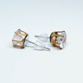 Zircon Diamond Earrings in Gold Setting Magnetic, Hypoallergenic Stud, or Clip-on