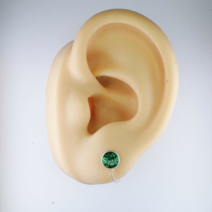 A pair of Sparkling Glitter Birthstone Charm Earrings in 12 colors Magnetic, Hypoallergenic Stud or Clip-on
