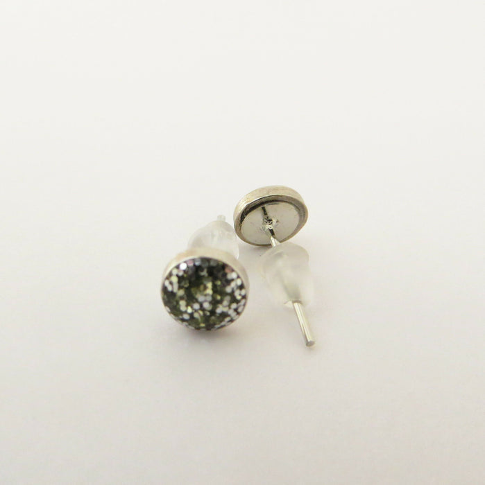 A pair of Sparkling Glitter Birthstone Charm Earrings in 12 colors Magnetic, Hypoallergenic Stud or Clip-on