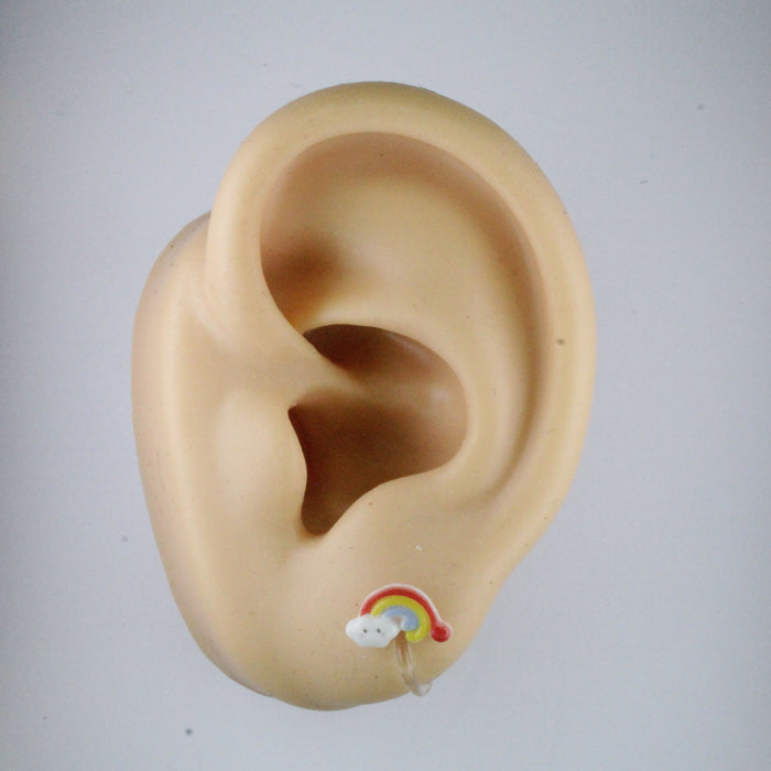Unicorns Rainbows and Bunny Earrings Single or 6-pack Magnetic, Hypoallergenic Surgical Steel Stud or Clip-on