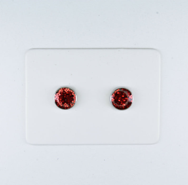 A pair of Sparkling Glitter Birthstone Charm Earrings in 12 colors Magnetic, Hypoallergenic Stud or Clip-on