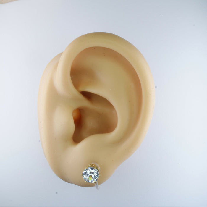Zircon Diamond Earrings in Gold Setting Magnetic, Hypoallergenic Stud, or Clip-on