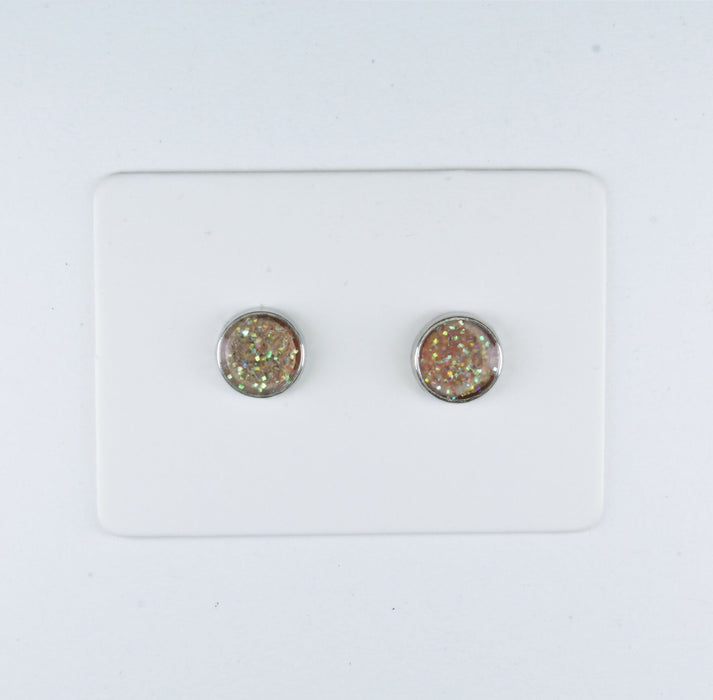 A pair of Sparkling Glitter Birthstone Charm Earrings in 12 colors Magnetic, Hypoallergenic Stud or Clip-on