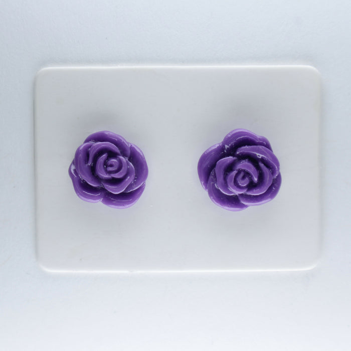 Rose Earrings: single or 6-pack, Magnetic, Hypoallergenic Surgical Steel Stud or Clip-on