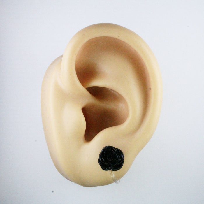Rose Earrings: single or 6-pack, Magnetic, Hypoallergenic Surgical Steel Stud or Clip-on