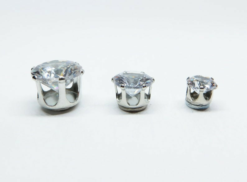 Zircon Diamond Earrings Hypoallergenic Stud, Clip-on or Magnetic
