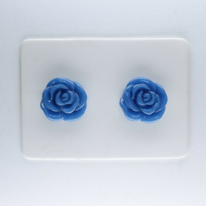 Rose Earrings: single or 6-pack, Magnetic, Hypoallergenic Surgical Steel Stud or Clip-on