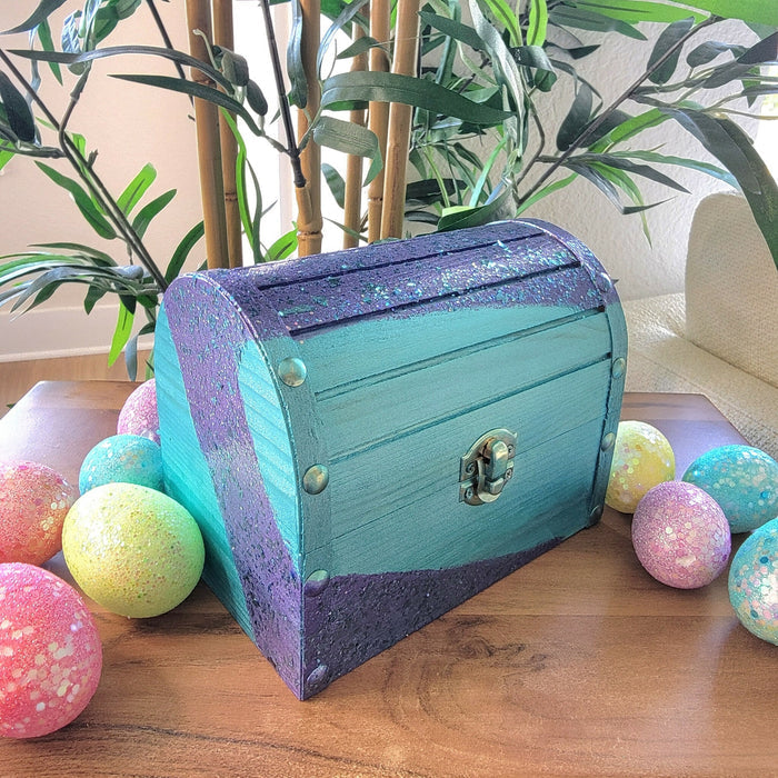 Teal Mermaid Themed Treasure Chest, Birthday Gift!