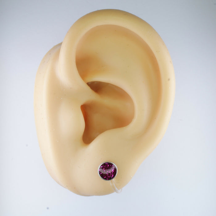 A pair of Sparkling Glitter Birthstone Charm Earrings in 12 colors Magnetic, Hypoallergenic Stud or Clip-on