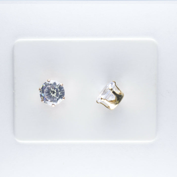 Zircon Diamond Earrings in Gold Setting Magnetic, Hypoallergenic Stud, or Clip-on