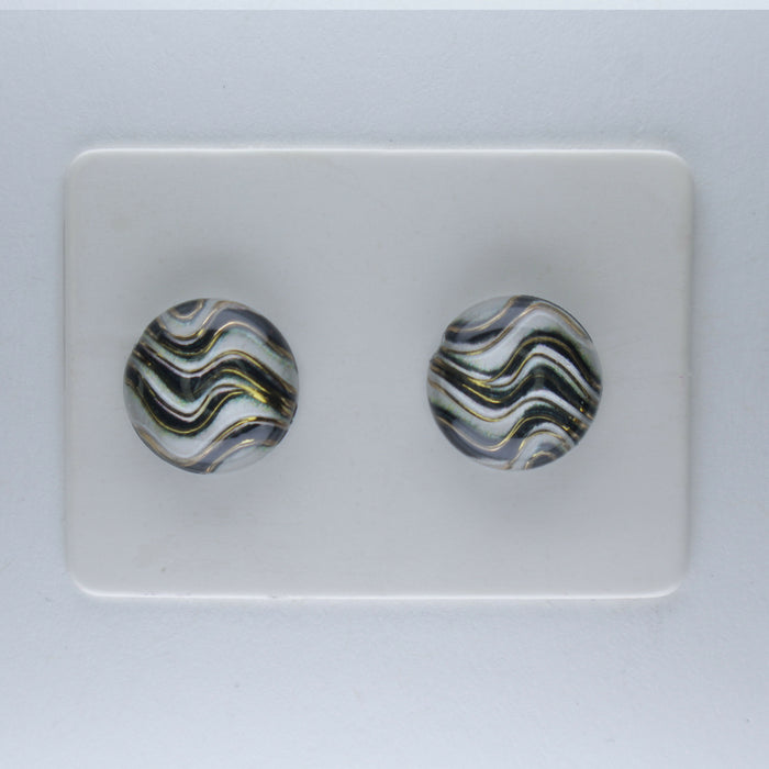 Golden Wave Earrings, Magnetic, Hypoallergenic Surgical Steel Stud or Clip-on