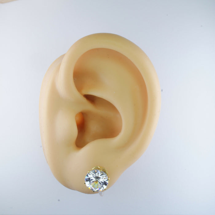 Zircon Diamond Earrings in Gold Setting Magnetic, Hypoallergenic Stud, or Clip-on