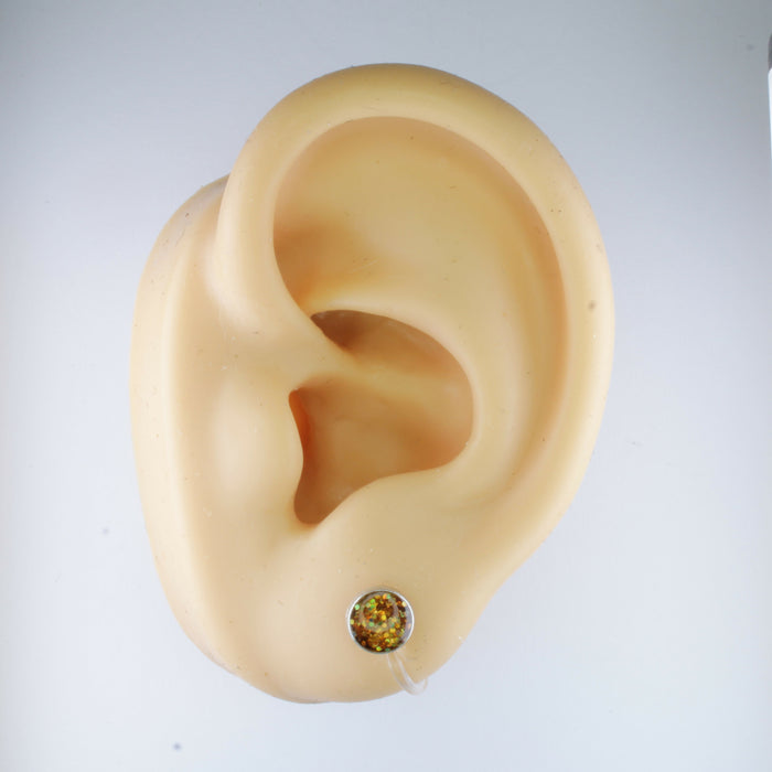 A pair of Sparkling Glitter Birthstone Charm Earrings in 12 colors Magnetic, Hypoallergenic Stud or Clip-on