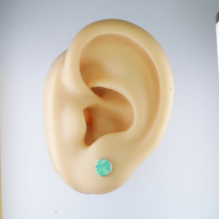 A pair of Sparkling Glitter Birthstone Charm Earrings in 12 colors Magnetic, Hypoallergenic Stud or Clip-on