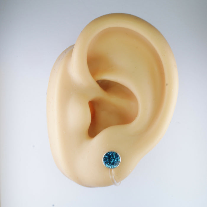 A pair of Sparkling Glitter Birthstone Charm Earrings in 12 colors Magnetic, Hypoallergenic Stud or Clip-on