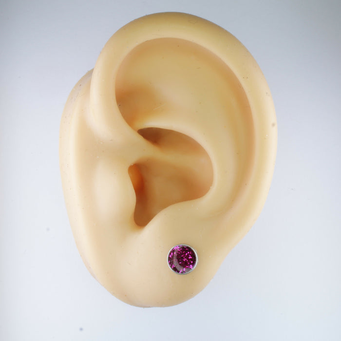 A pair of Sparkling Glitter Birthstone Charm Earrings in 12 colors Magnetic, Hypoallergenic Stud or Clip-on