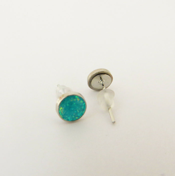 A pair of Sparkling Glitter Birthstone Charm Earrings in 12 colors Magnetic, Hypoallergenic Stud or Clip-on
