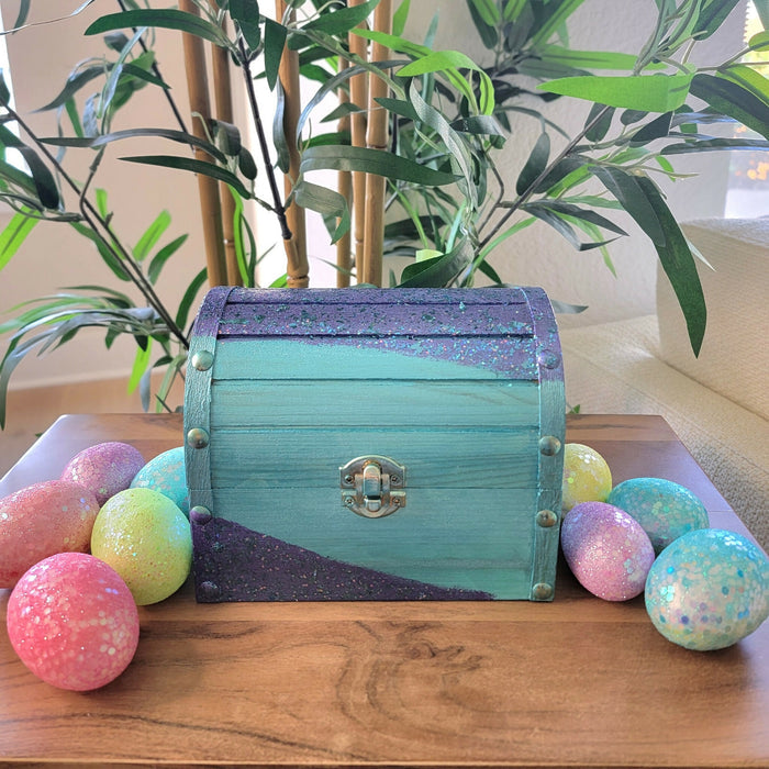 Teal Mermaid Themed Treasure Chest, Birthday Gift!