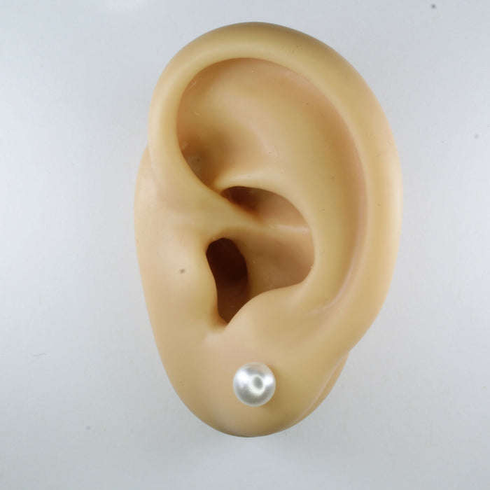 Pearl Earrings White Fresh Water Pearl Earrings Hypoallergenic Stud, Clip-on or Magnetic