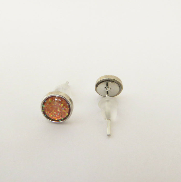 A pair of Sparkling Glitter Birthstone Charm Earrings in 12 colors Magnetic, Hypoallergenic Stud or Clip-on