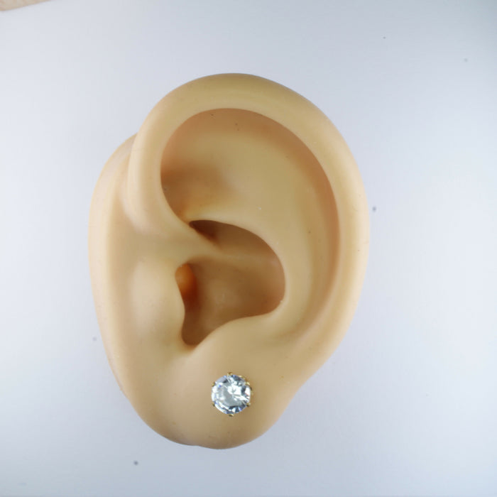 Zircon Diamond Earrings in Gold Setting Magnetic, Hypoallergenic Stud, or Clip-on