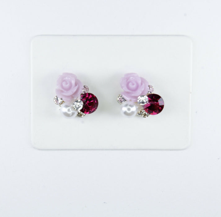 Elegant Rose Earrings single or 6-pack Magnetic, Hypoallergenic Surgical Steel Stud or Clip-on