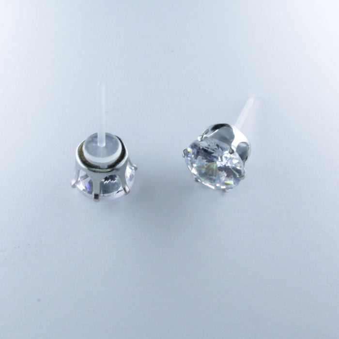 Zircon Diamond Earrings Hypoallergenic Stud, Clip-on or Magnetic