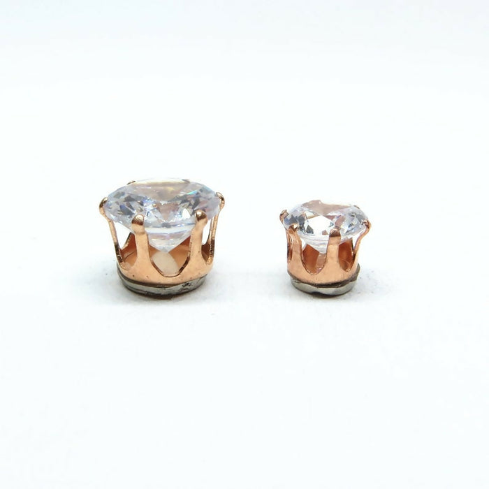 Zircon Diamond Earrings in Gold Setting Magnetic, Hypoallergenic Stud, or Clip-on