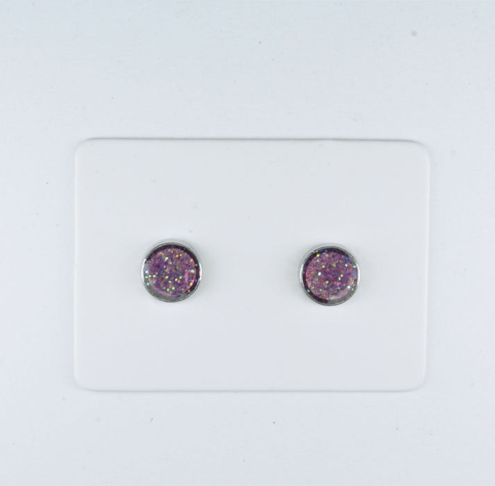 A pair of Sparkling Glitter Birthstone Charm Earrings in 12 colors Magnetic, Hypoallergenic Stud or Clip-on