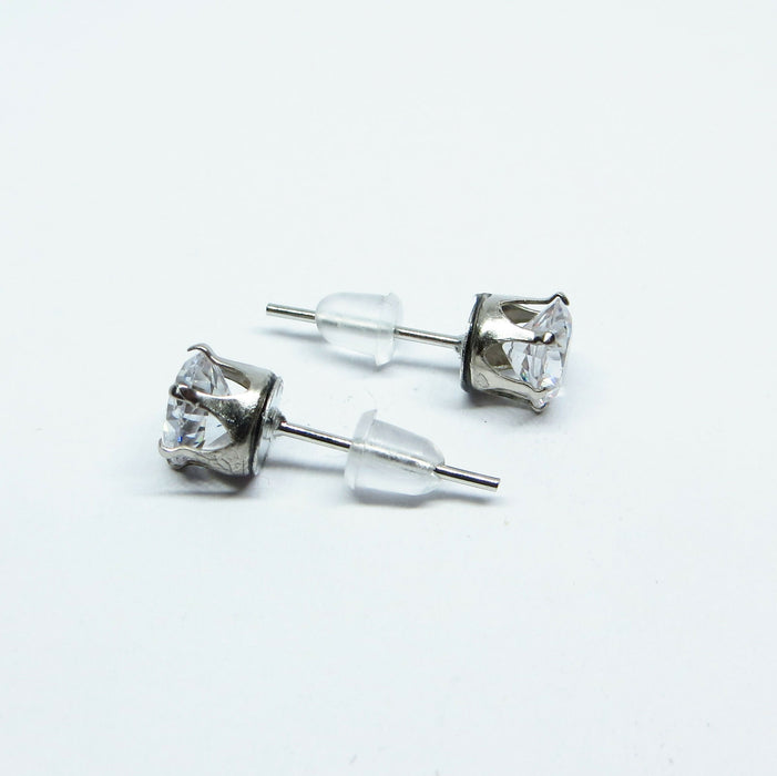 Zircon Diamond Earrings Hypoallergenic Stud, Clip-on or Magnetic