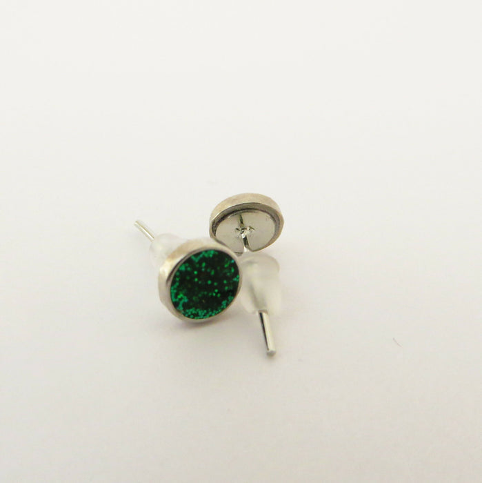 A pair of Sparkling Glitter Birthstone Charm Earrings in 12 colors Magnetic, Hypoallergenic Stud or Clip-on
