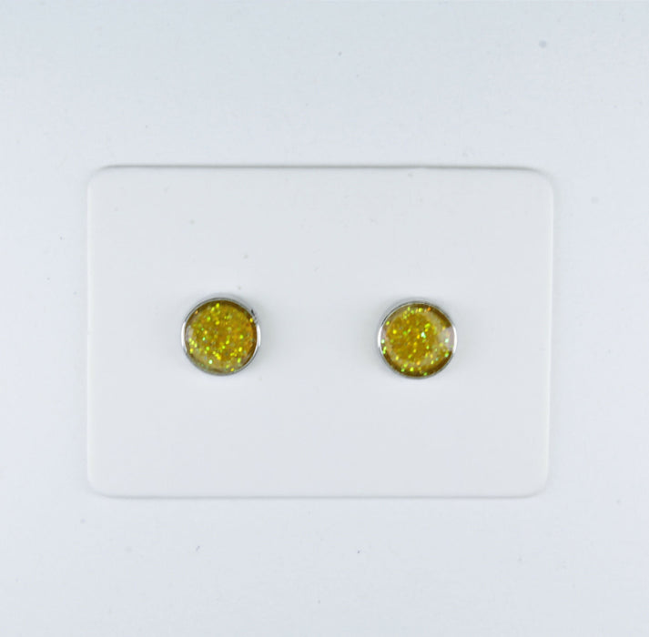 A pair of Sparkling Glitter Birthstone Charm Earrings in 12 colors Magnetic, Hypoallergenic Stud or Clip-on